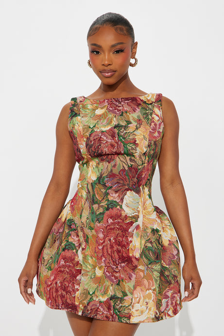 Brittany Floral Jacquard Mini Dress